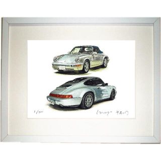 版画GC-1361ポルシェ911 GT3/GTS限定版画直筆サイン額装●作家平右ヱ門