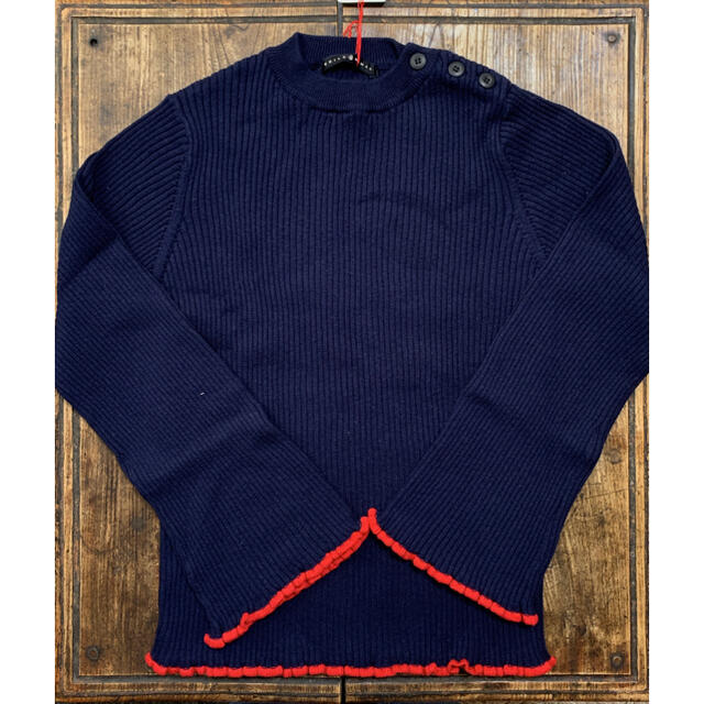 CHILD WOMAN(チャイルドウーマン)のキツネさん様専用　チャイルドウーマン　紺×赤リブ綿ウールセーター レディースのトップス(ニット/セーター)の商品写真