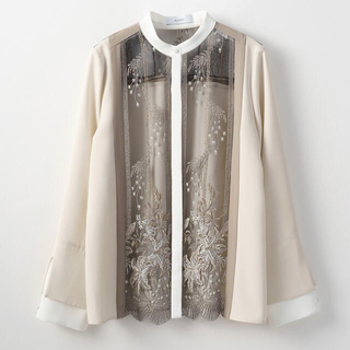 マメ(mame)の最終値下！MURRAL framed flower blouse - ivory(シャツ/ブラウス(長袖/七分))