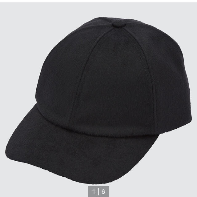 UNIQLO(ユニクロ)のUVカットウールカシミヤキャップ 黒 メンズの帽子(キャップ)の商品写真