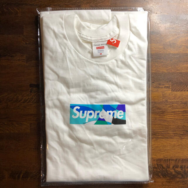 Supreme(シュプリーム)のSupreme Emilio Pucci Box Logo Tee 白青M メンズのトップス(Tシャツ/カットソー(半袖/袖なし))の商品写真