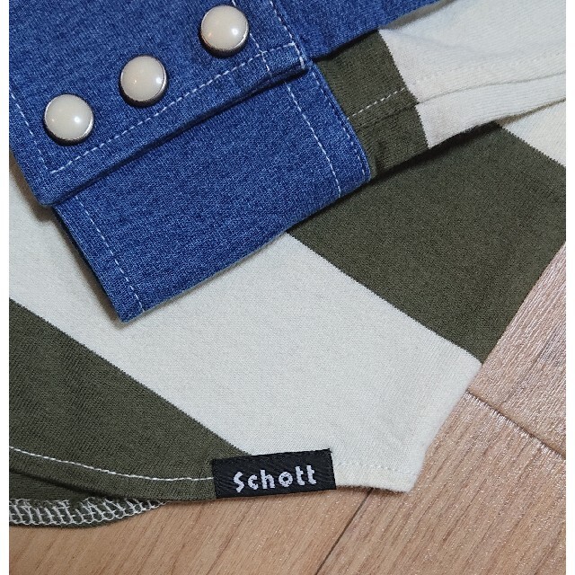 schott(ショット)のS 新品 AYUITE x SCHOTT ウエスタンシャツ ボーダー カーキ メンズのトップス(シャツ)の商品写真