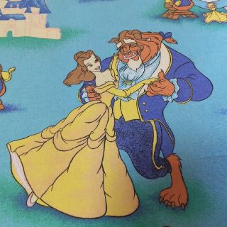 ディズニー(Disney)の美女と野獣 布団カバー片面☆ベル☆ビンテージシーツ ハンドメイド(生地/糸)