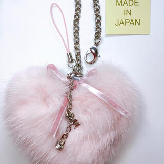 可愛いハートのバッグチャーム♥ピンクに染めたミンクファー♥の通販 ...