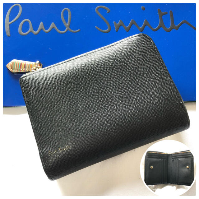 極美品⭐️Paul Smith ジップストローグレイン2 ブラック 二つ折り財布