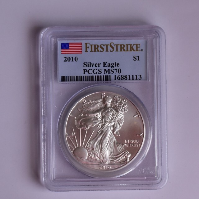 American Eagle(アメリカンイーグル)のPCGS MS70 FIRST STRIKE イーグル銀貨 1オンス エンタメ/ホビーの美術品/アンティーク(貨幣)の商品写真