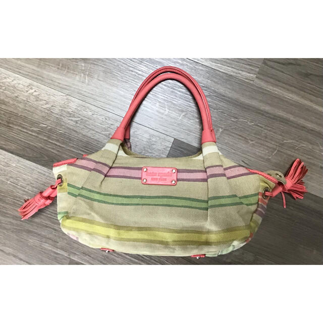 kate spade new york(ケイトスペードニューヨーク)のkate spade ハンドバッグ　キャンバス　マルチカラーボーダー レディースのバッグ(ハンドバッグ)の商品写真