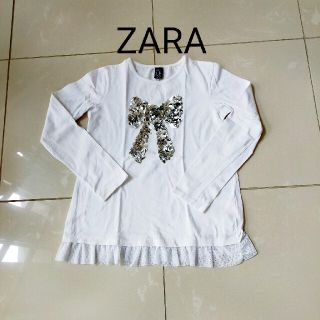 ザラ(ZARA)のロンT ザラ 152cm 11-12歳 白(Tシャツ/カットソー)