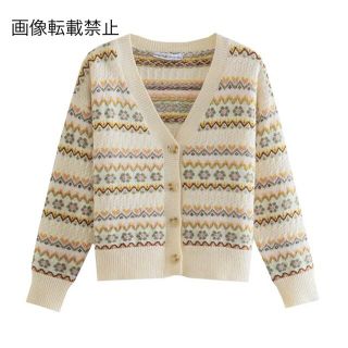ザラ(ZARA)の🌰9月新作🌾6056◆柄 ニット カーディガン(カーディガン)