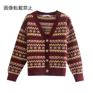ザラ(ZARA)の🌰9月新作🌾6057◆柄 ニット カーディガン(カーディガン)