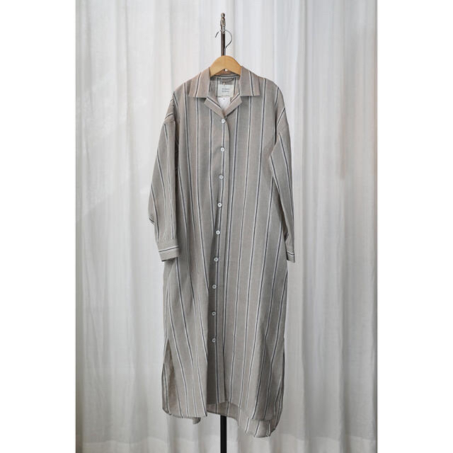 1LDK SELECT(ワンエルディーケーセレクト)のStriped Linen Comfort Pyjama One-piece レディースのワンピース(ロングワンピース/マキシワンピース)の商品写真