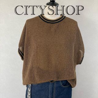 ジャーナルスタンダード(JOURNAL STANDARD)のCITYSHOP ラグラン 半袖 ニット M ブラウン ゴールド ベイクルーズ(ニット/セーター)