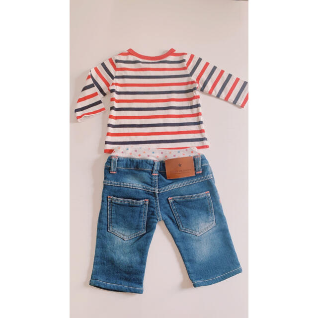 daddy oh daddy(ダディオーダディー)のDaddy oh daddy  デニム95  ボーダートップス70 セット キッズ/ベビー/マタニティのキッズ服女の子用(90cm~)(パンツ/スパッツ)の商品写真