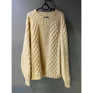 古着 ビンテージ 70s ハンドメイド ザックリ ウール ニット デッドストック(ニット/セーター)