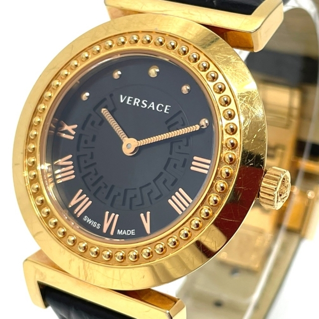 約25mmケース【VERSACE】ヴェルサーチ メデューサ 7009018 金メッキ ゴールド クオーツ アナログ表示 レディース ゴールド文字盤 腕時計