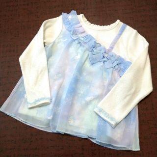 メゾピアノ(mezzo piano)のMezzo piano メゾピアノ ユニコーン チュニック 120 ブルー(Tシャツ/カットソー)