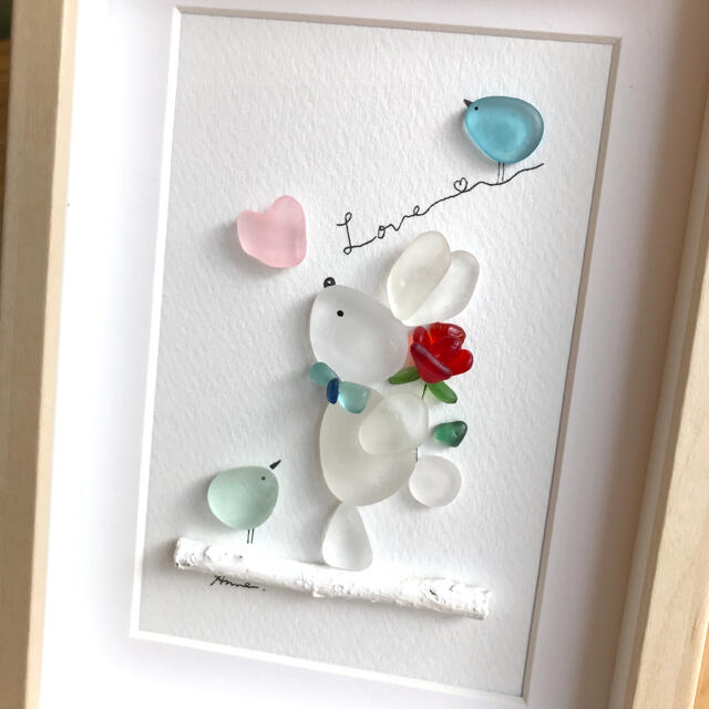 chiro577様専用♡シーグラスアート『Love♡』☆ハガキサイズ☆の chiro577様専用♡シーグラスアート『Love♡』☆ハガキサイズ☆の