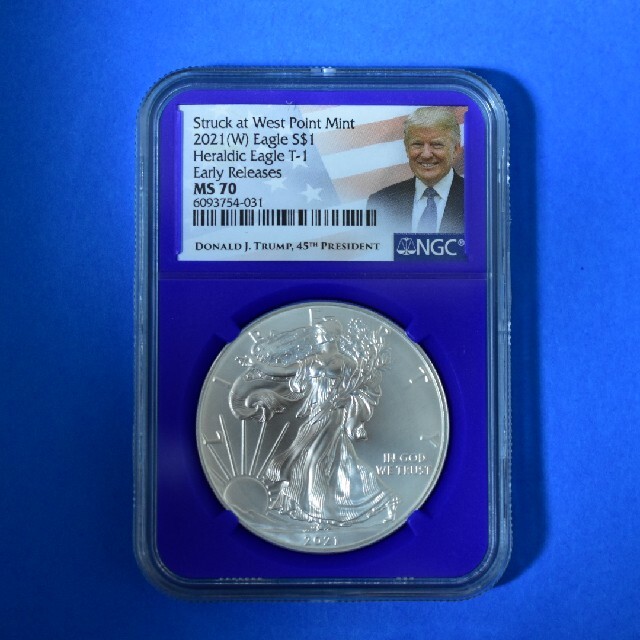 ●トランプ大統領ラベル●NGC MS70 ファーストリリース イーグル銀貨