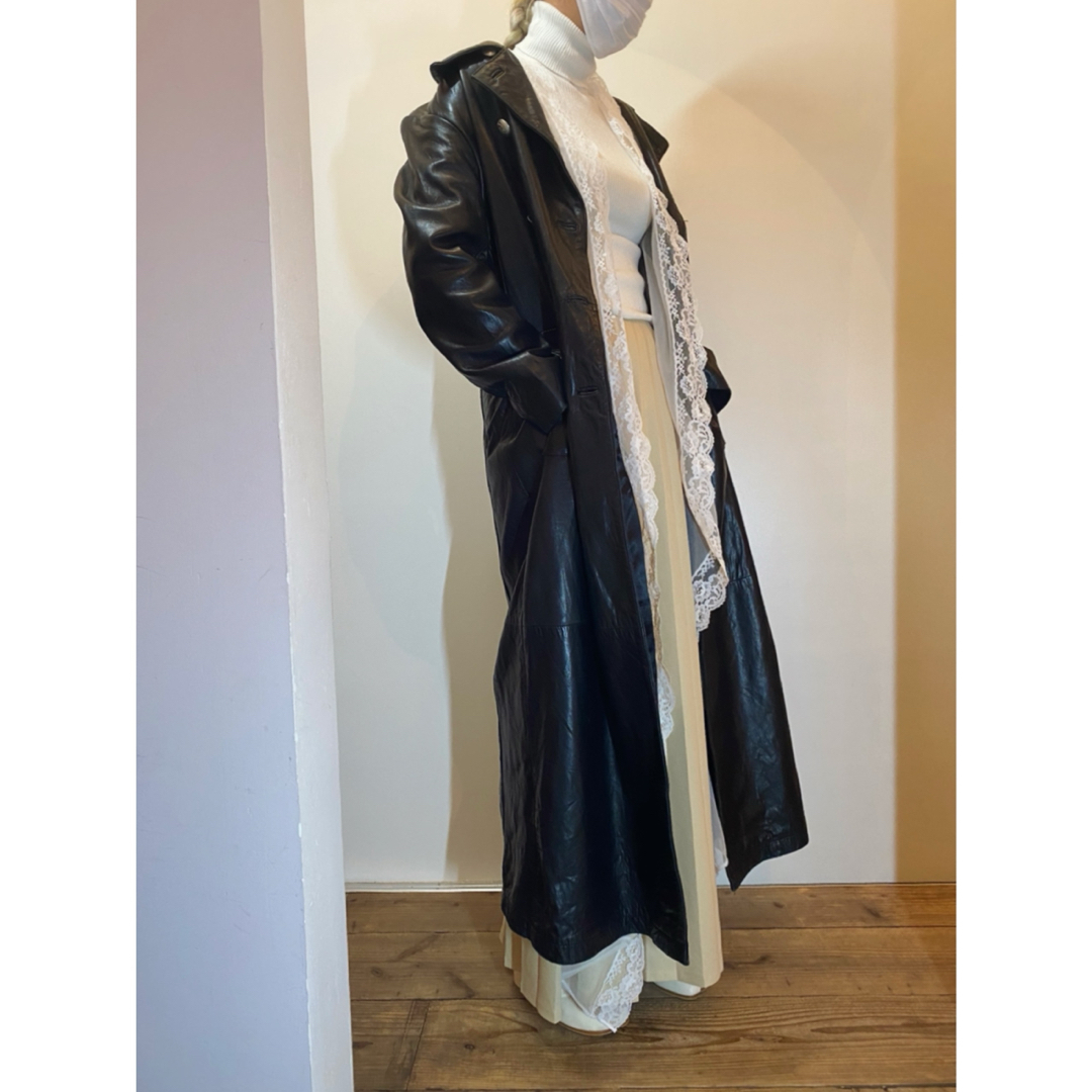 古着 ビンテージ 70s レザー ロング コート ジャケット 希少の 古着 ビンテージ 70s レザー ロング コート ジャケット 希少の