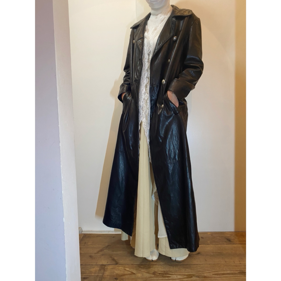 古着 ビンテージ 70s レザー ロング コート ジャケット 希少の 古着 ビンテージ 70s レザー ロング コート ジャケット 希少の
