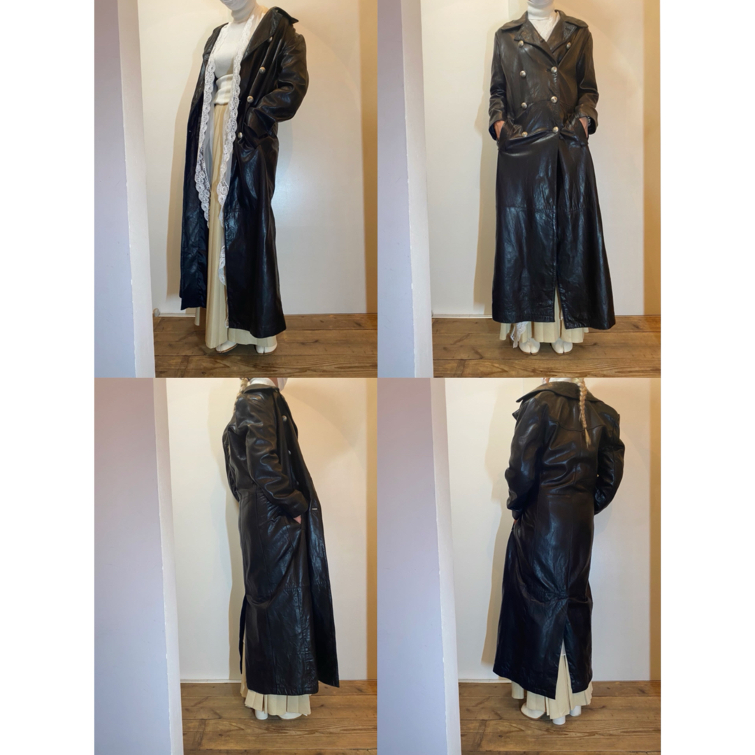 古着 ビンテージ 70s レザー ロング コート ジャケット 希少の 古着 ビンテージ 70s レザー ロング コート ジャケット 希少の