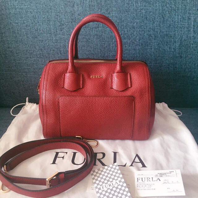 FURLA フルラ　シボレザー ボストン 2WAY キャンディーバッグ約130cm調整5穴