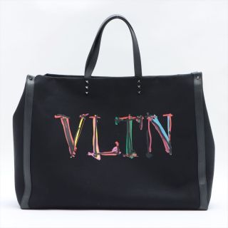 ヴァレンティノ(VALENTINO)のヴァレンティノ ラージ キャンバス×レザー  ブラック ユニセックス トー(トートバッグ)