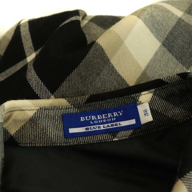 BURBERRY BLUE LABEL(バーバリーブルーレーベル)のバーバリーブルーレーベル シャツワンピース 長袖 チェック ウール M 黒 レディースのワンピース(ロングワンピース/マキシワンピース)の商品写真