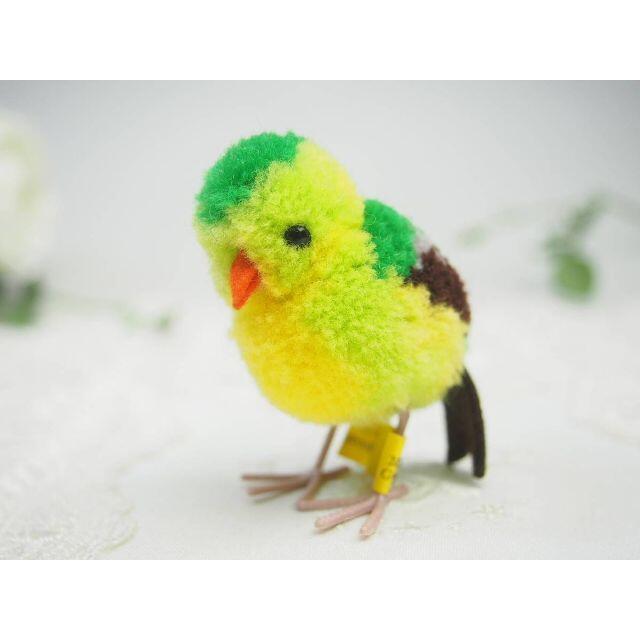 シュタイフ★Woolen Bird 8㎝ ID完品★ぽんぽんバード/緑色の小鳥