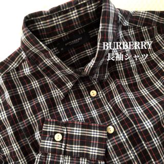 バーバリー(BURBERRY)のBURBERRY／長袖コットンシャツ／濃紺チェック柄／Mサイズ(シャツ/ブラウス(長袖/七分))