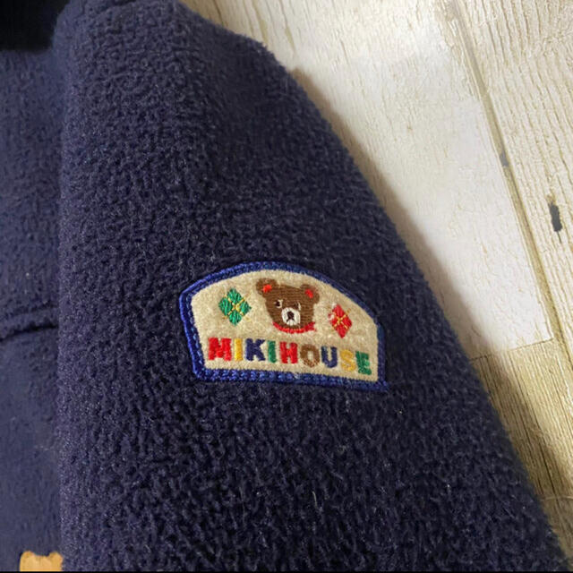 mikihouse(ミキハウス)の即日発送☆ ミキハウス ダッフルコート ロゴ入り 内側チェック柄 120cm キッズ/ベビー/マタニティのキッズ服男の子用(90cm~)(コート)の商品写真