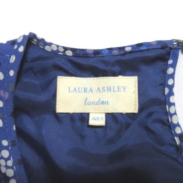 LAURA ASHLEY(ローラアシュレイ)のローラアシュレイ ワンピース ひざ丈 ノースリーブ 総柄 青 ブルー 3 L レディースのワンピース(その他)の商品写真