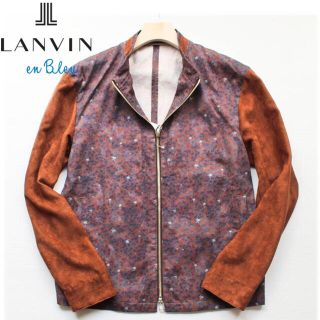 ランバンオンブルー(LANVIN en Bleu)の《ランバン》新品 スエード切替 ヤシの木 パームツリー柄 ブルゾン 48(L)(ブルゾン)