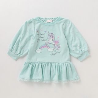 メゾピアノ(mezzo piano)のMezzo piano メゾピアノ 7分袖 ユニコーンTシャツ 130 エメグリ(Tシャツ/カットソー)