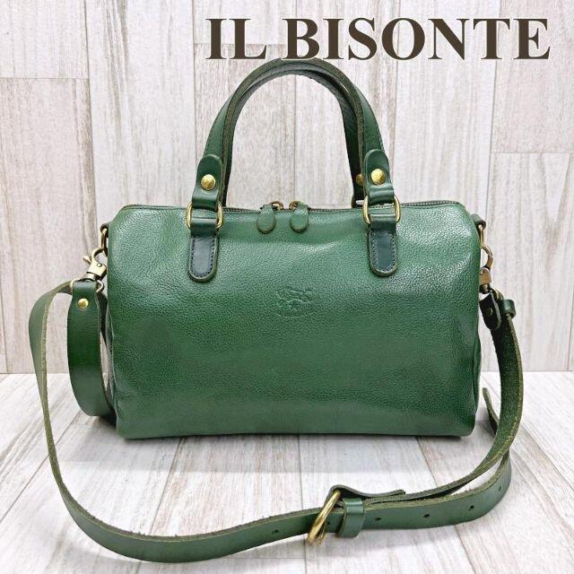 イルビゾンテ IL BISONTE ２WAYミニボストンバッグ グリーン レザーボストンバッグ