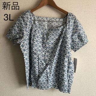 ベルメゾン(ベルメゾン)の新品 青×白 半袖 3L 大きいサイズ(Tシャツ(半袖/袖なし))