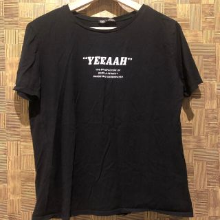 ザラ(ZARA)のZARA ザラ　Tシャツ　プリント　ブラック　レディース　　コットン　M(Tシャツ(半袖/袖なし))