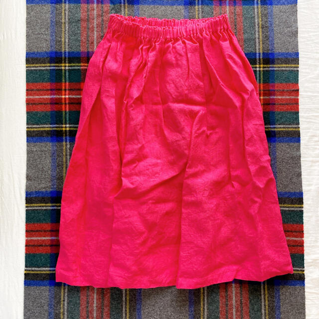 ◆未使用 ヤンマ産業 リネンギャザースカート ミドル丈 ピンク