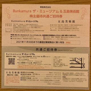 Bunkamuraザ・ミュージアム&五島美術館の株主優待共通ご招待券１枚(美術館/博物館)