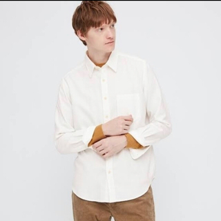 ユニクロ(UNIQLO)のユニクロ　フランネルシャツ　メンズ　XL ホワイト　完売品(シャツ)