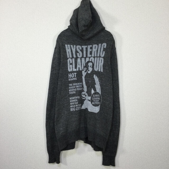 HYSTERIC GLAMOUR(ヒステリックグラマー)の【美品・ヒスガールプリント】ヒステリックグラマー　ニットパーカー　ジップアップ メンズのトップス(パーカー)の商品写真