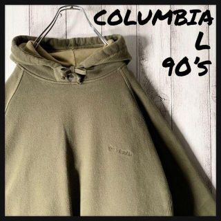 コロンビア(Columbia)の【L 90s】コロンビア 刺繍ロゴ バイカラー スウェットパーカー モスグリーン(パーカー)