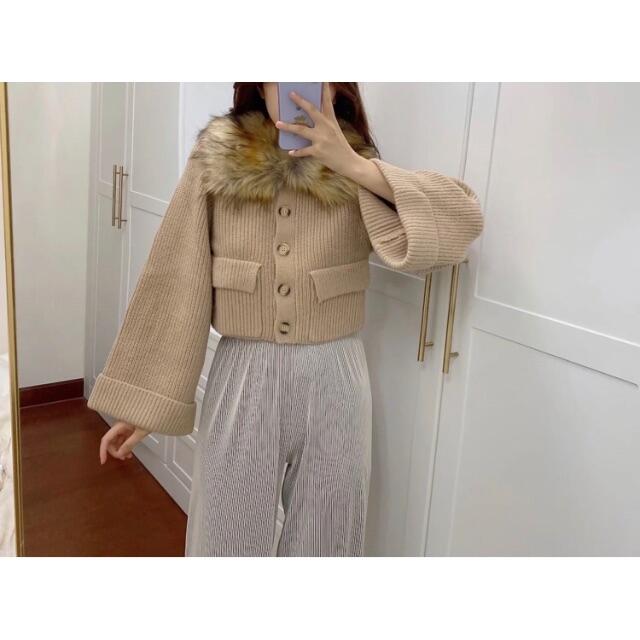 ZARA(ザラ)の🌰9月新作🌾6081◆ファーコート レディースのジャケット/アウター(ニットコート)の商品写真