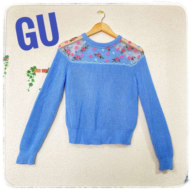 GU(ジーユー)の中古品 GU ニット シースルー 花柄 可愛い レディースのトップス(ニット/セーター)の商品写真