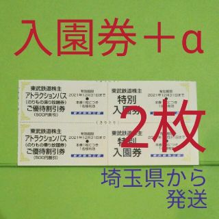 【2枚】東武動物公園　入園券2枚＋αおまけ(動物園)