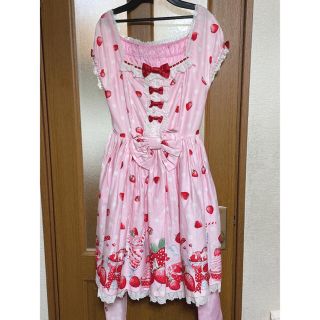 アンジェリックプリティー(Angelic Pretty)のmilky berry ワンピース、カチューシャ　(ひざ丈ワンピース)