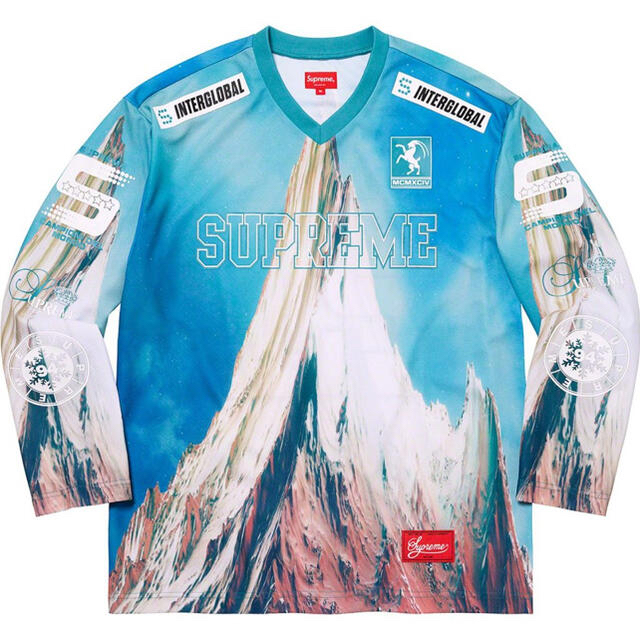 Tシャツ/カットソー(七分/長袖)L 水色 Supreme Mountain Hockey Jersey 新品