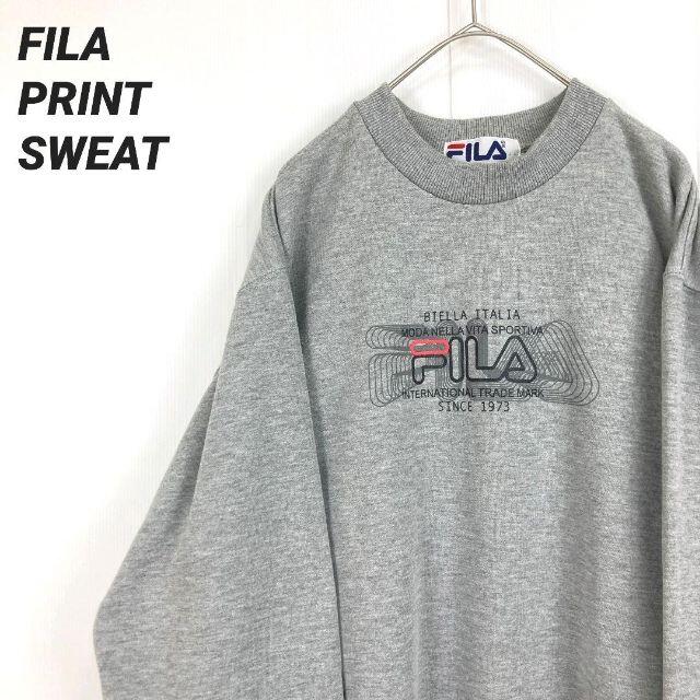 FILA(フィラ)の【ユニセックス古着】FILA プリントスエットスウェットトレーナー　霜降りグレー メンズのトップス(スウェット)の商品写真