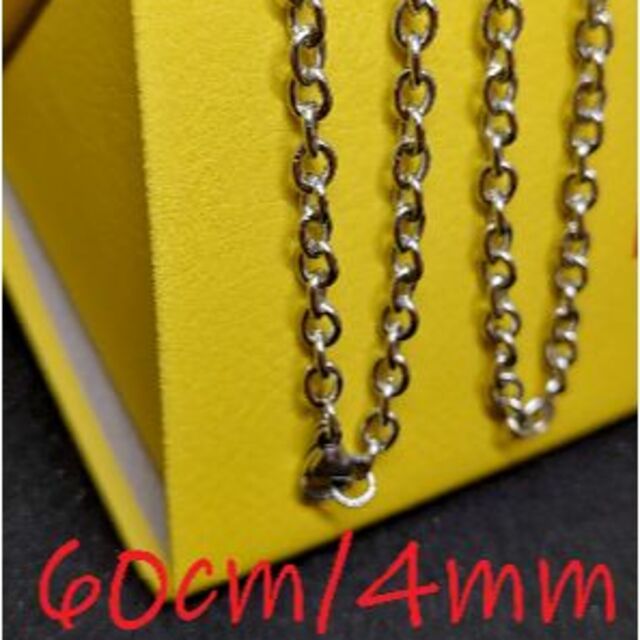 ステンレス チェーン ネックレス スタイリッシュ シルバー 60 cm 4 mm メンズのアクセサリー(ネックレス)の商品写真