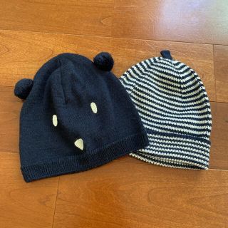 プチバトー(PETIT BATEAU)のプチバトー　2個セット　47〜49  ニットキャップ　くま　ニット帽(帽子)